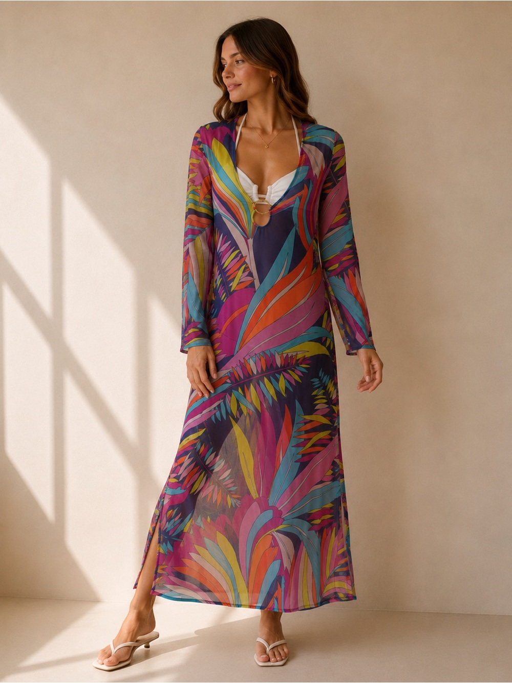 Trina Turk Mesh Floral Cover Up Dress
